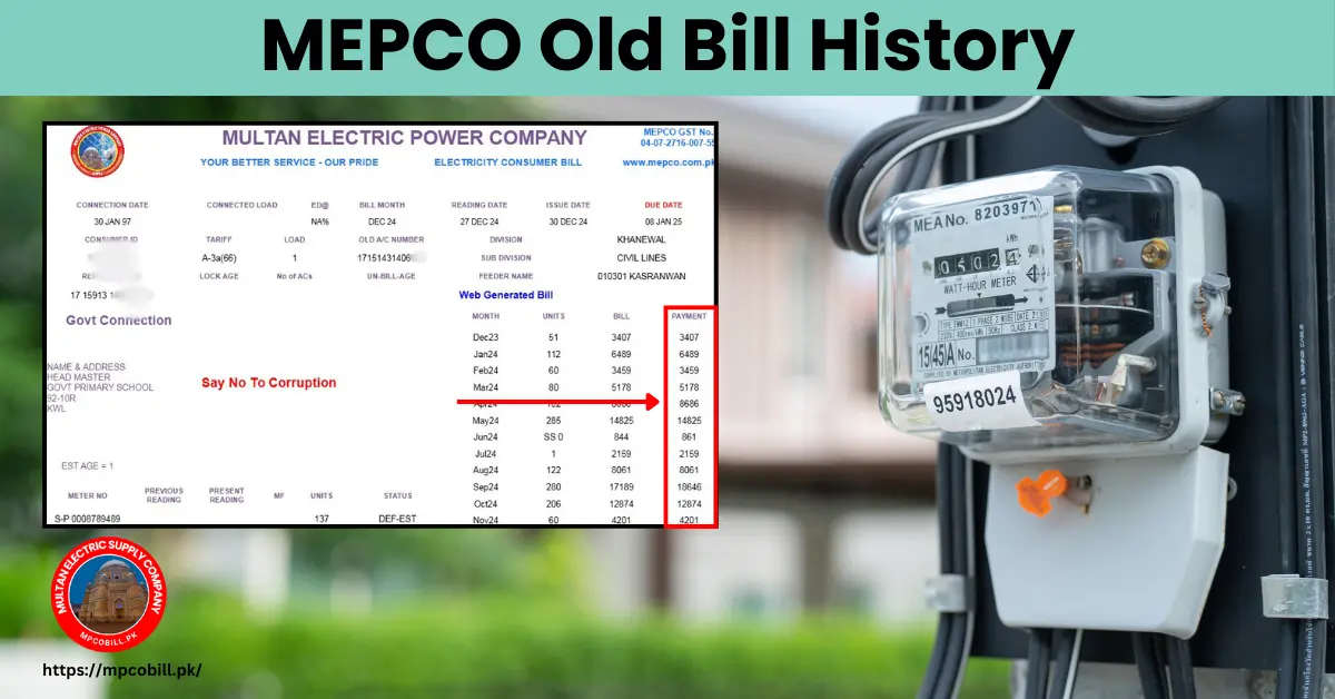 MEPCO Old Bill 3 MEPCO Old Bill History
